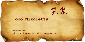 Fonó Nikoletta névjegykártya